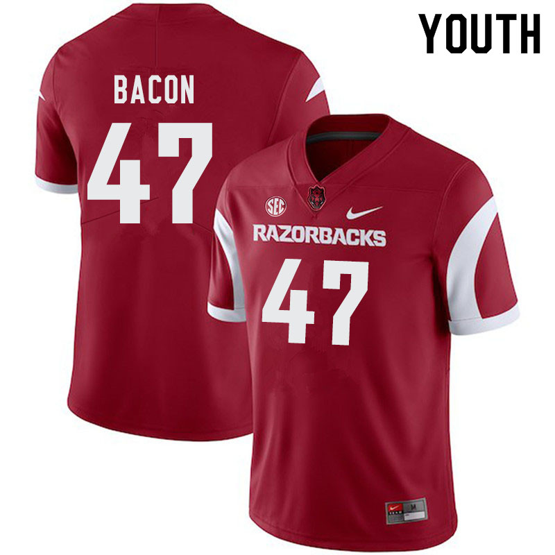 Youth #47 Reid Bacon Arkansas Razorbacks College Football Jerseys-Cardinal
